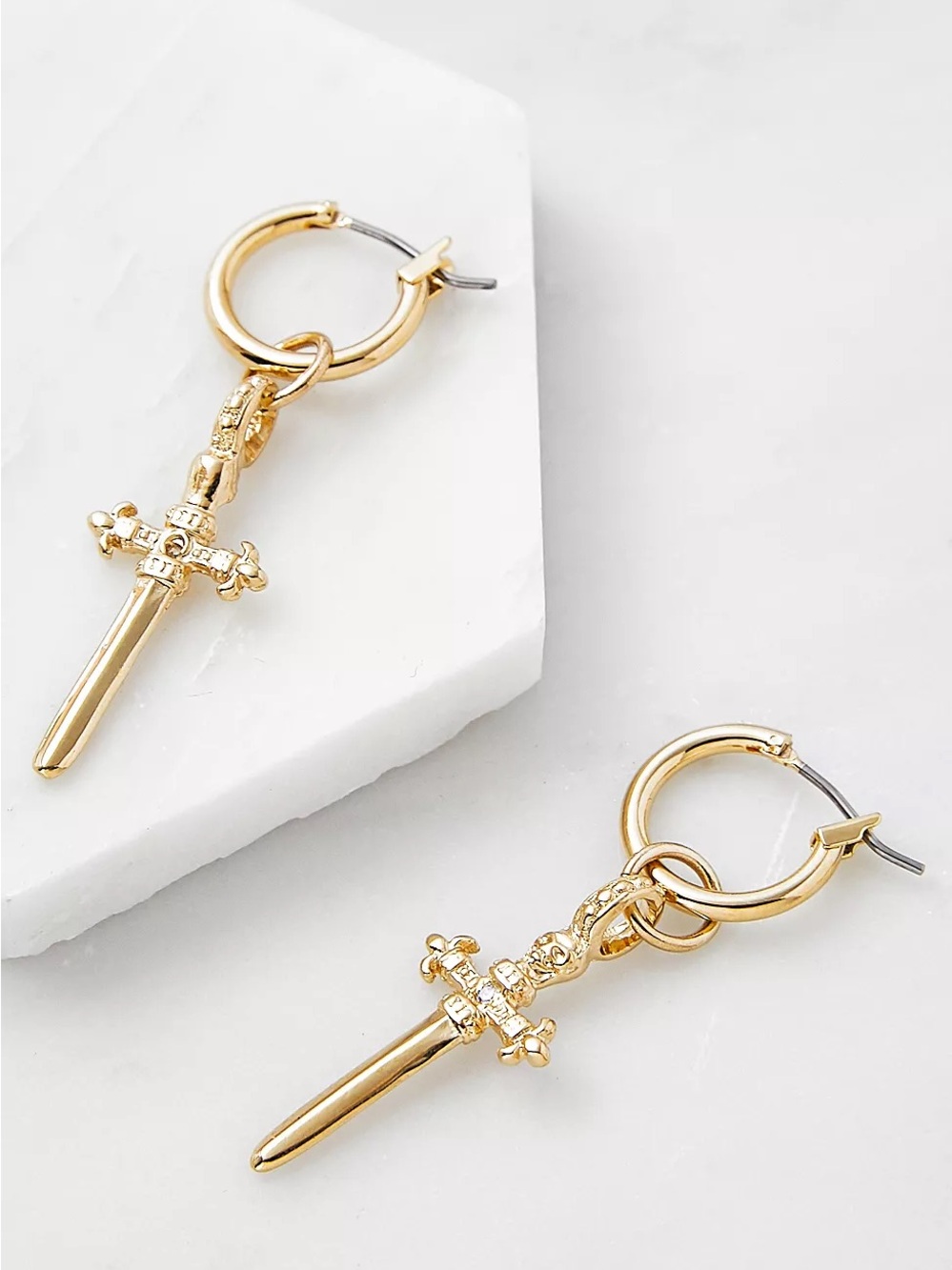 Vanessa Mooney The Alexandra Gold-Plated Dagger Hoop Earrings